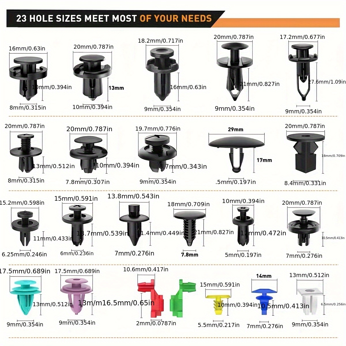 New 725Pcs Clips Car Body Push Pin Rivet Bumper Door Trim Panel Retainer Fastener Kit Auto Removal Tool