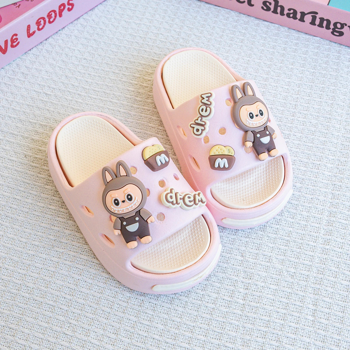 Cartoon Letter Labubu Versatile Eva Slippers for Boys and Girls Fashionable Double-Piece Soft-Soled Non-Slip Sandals 250529 - view 4