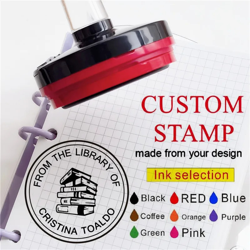 best wholesale 2017-2025 Round Stamp us Personalized your own Customized postage ink Stamp roll Custom Self Inking Stamp 250530