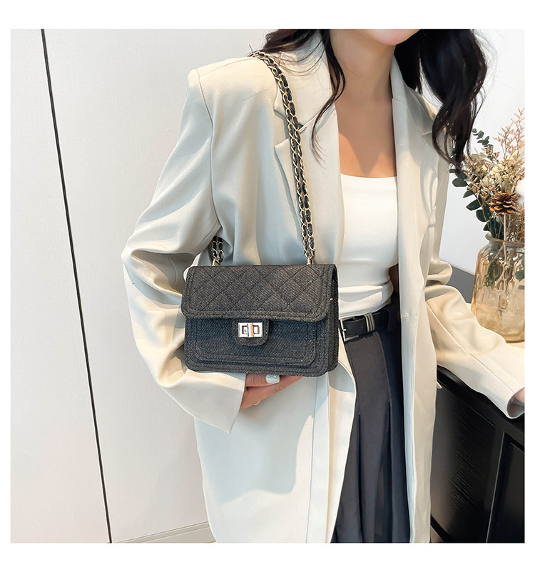 Denim Quilted Embroidered Small Square Bag For Shopping Bag Women 2025 Autumn Designer New Free Shipping Style Single Shoulder Lock Crossbody Bag Hand