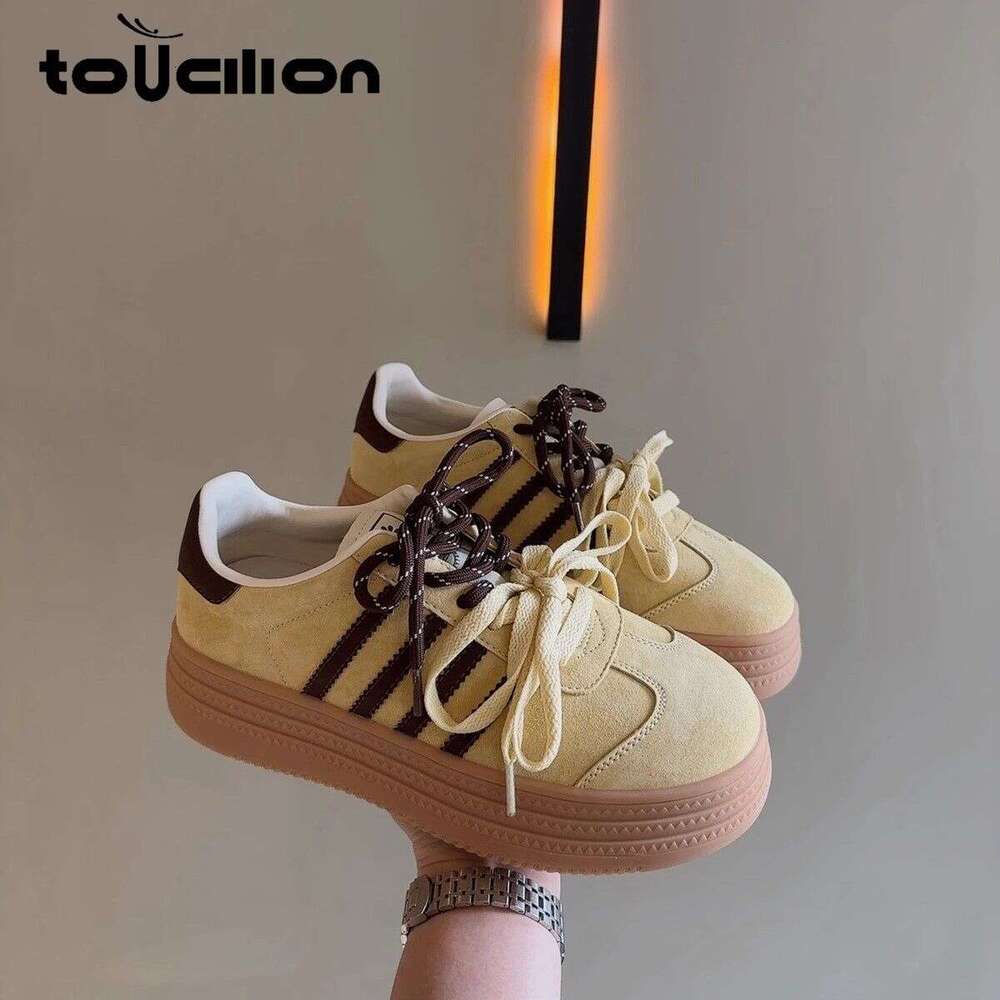 New Thick Soled Double Lace De Xun Shoes For Women, Fashionable And Versatile, Lightweight Candy Colored Casual Shoes, Designer Women's Shoes, Lu
