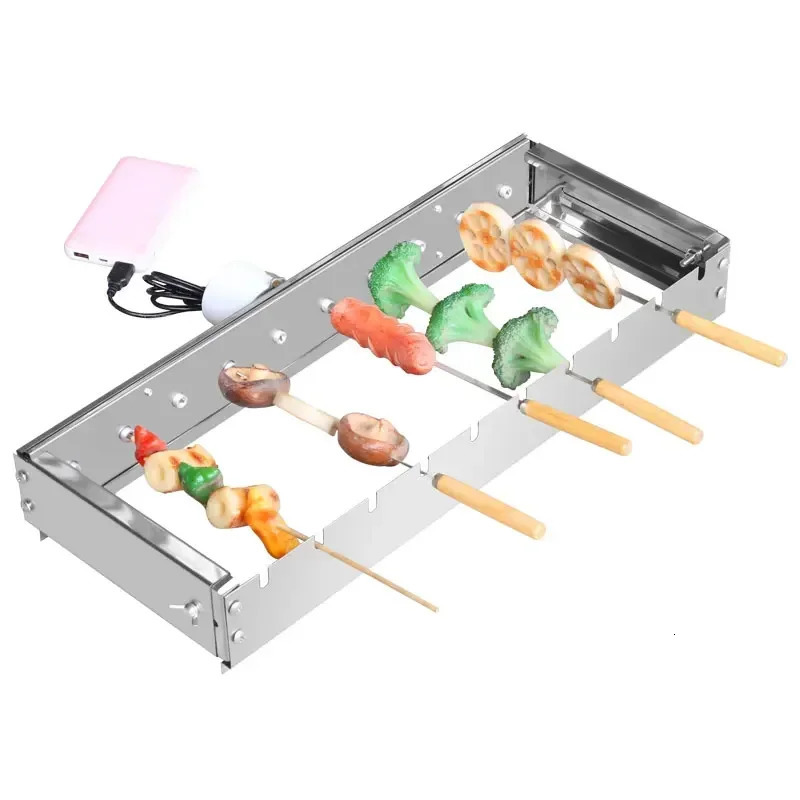 Not Limited To Roasting Needles Automatically Flipping The Shelf Adjusting Width Barbecue Grill 5V Rolling Skewers Tools 250521