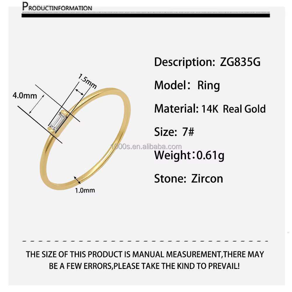 14k Real Gold Ring with Zircon Pyrite for Women and Men, Premium Jewelry
