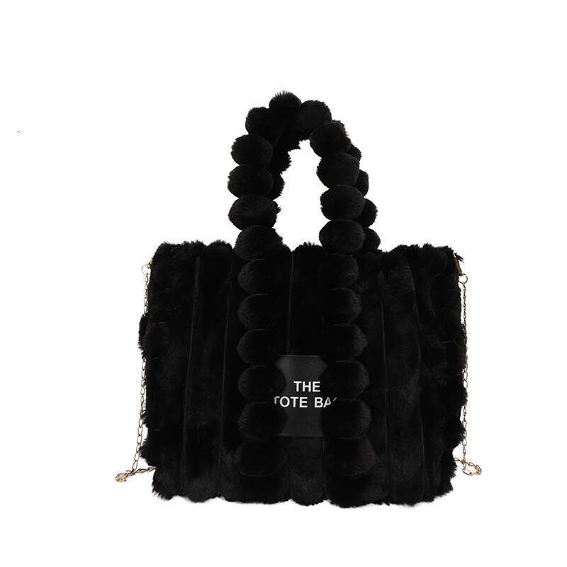 Hot Selling Fuzzy Pink Faux Fur Ladies Winter Handbag Brand Designer Fluffy Plush Sqaure Shoulder Purse Elegant Women's Tote Bag Designer Bags