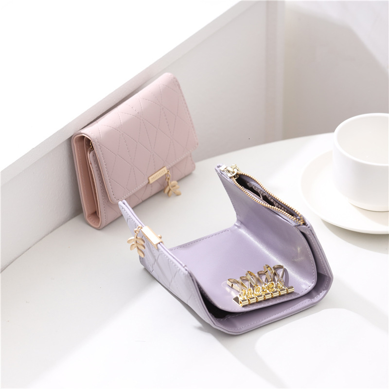 Cross border Beautiful New Solid Color fashion Grid Personalized Key Bag Small Bag fashion Multi functional Mini Coin Wallet Women s Wallet