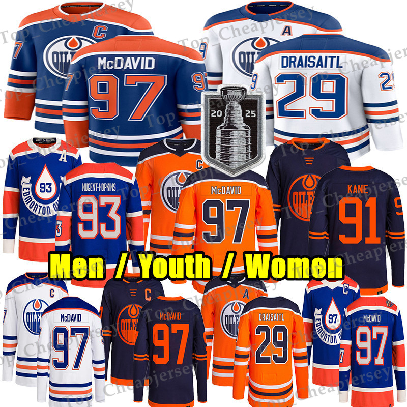 #97 Connors McDavids Jersey Edmonton Hockey Jersey Oilers Jersey #29 Leon Draisaitl Ryan Nugent-Hopkins Evan Bouchard Zach Hyman Stuart Skinner Wayne Gretzky Jerseys