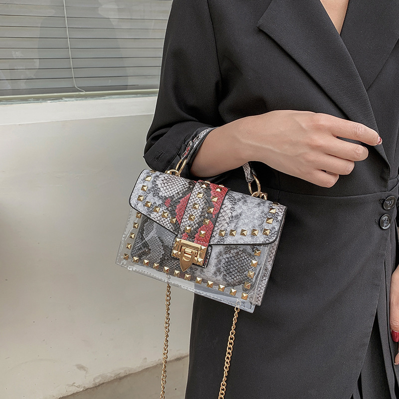 Free Shipping Designer Bag Trendy Graffiti Transparent Jelly Bag Summer 2025 Korean Fashion Graffiti Ins Trendy Chain Shoulder Crossbody Bag Handbag