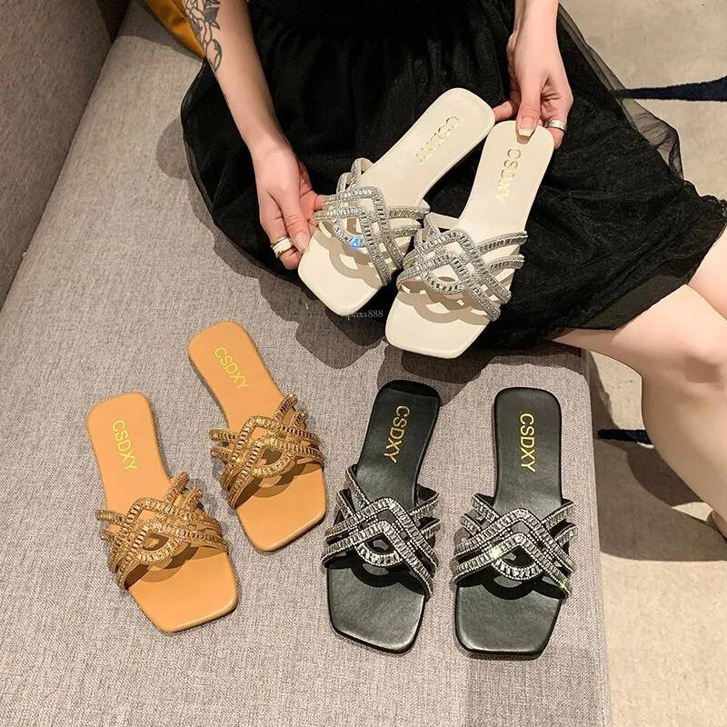 Free Outdoor Beach Shipping Slides Designer Slippers For Womans Flat One Line Flat Slippers For Women's Heads At Home