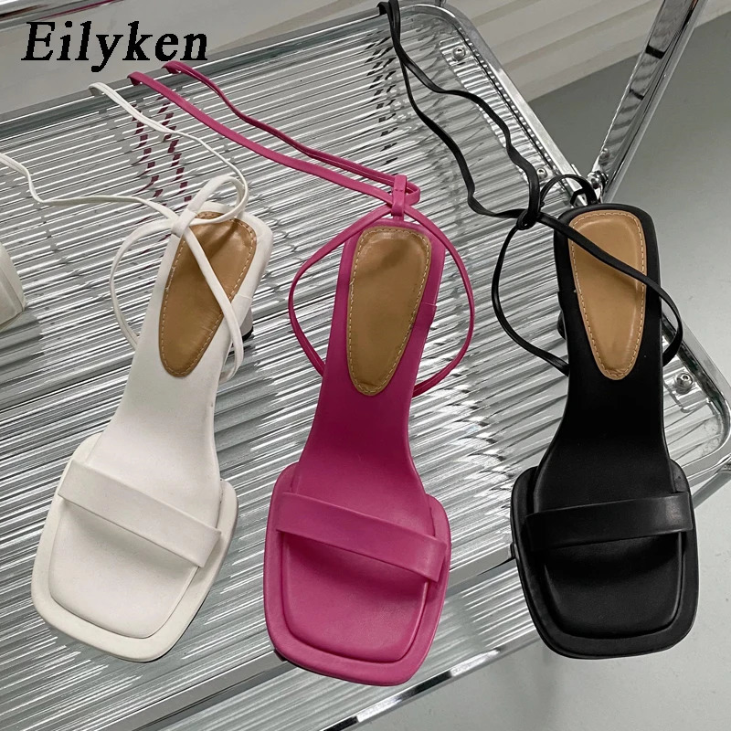 Eilyken 2025 Summer Ankle Strap Sandal Women Thin High Heel Lace-Up Dress Pumps Shoes Outdoor Gladiator Sandals 250528