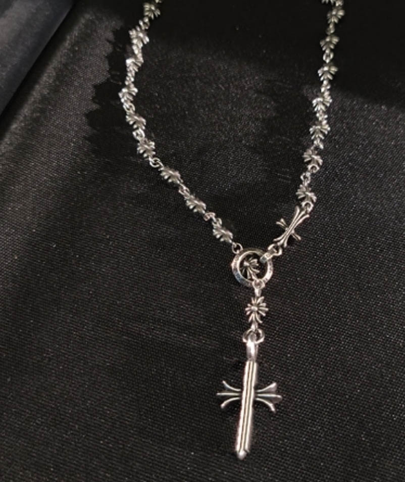 Silver cross Chains Pendant Necklaces for men and women trend personality punk cross style Lovers gift hip hop rock jewelry