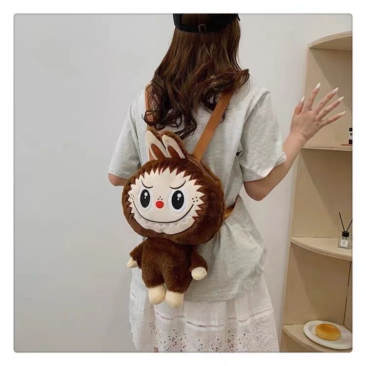 Labubu zimomo Backpack Cute Cartoon Plush Doll Backpack New Student Crossbody Bags The Monsters Outdoor Travel Bag Toy