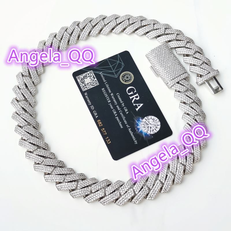 925 Silver GRA Moissanite 20mm Wide Diamond Iced Out Necklace Miami Cuban Link Chain Hip Hop Rapper Life Men Necklace