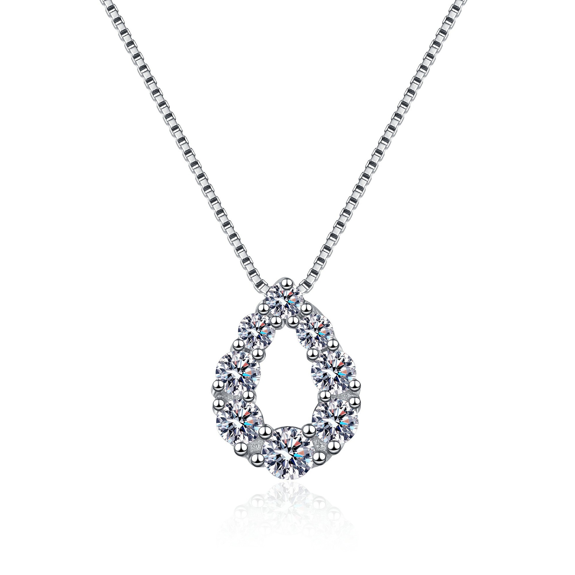 925 Sterling Silver Moissanite Teardrop Pendant Necklace for Women Full Diamond Sparkle Elegant Luxury Jewelry Perfect Gift for Special Occasions