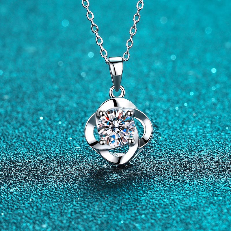 Women's 4-prong Set 1Carat Moissanite Diamond-Like Necklace Chain Accessory | Trendy & Durable