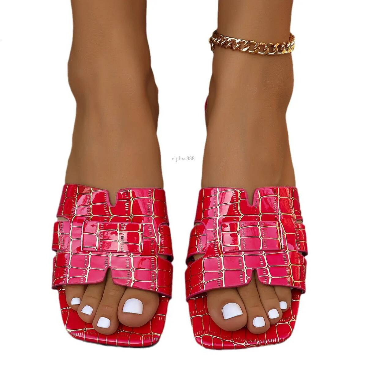 Free Shipping 2025 New Slides Designer Slippers For Womans Flat Sandals Fashion Square Peep Toe Slipper Outdoor Indoor Outdoor Beach Holiday Women Sho