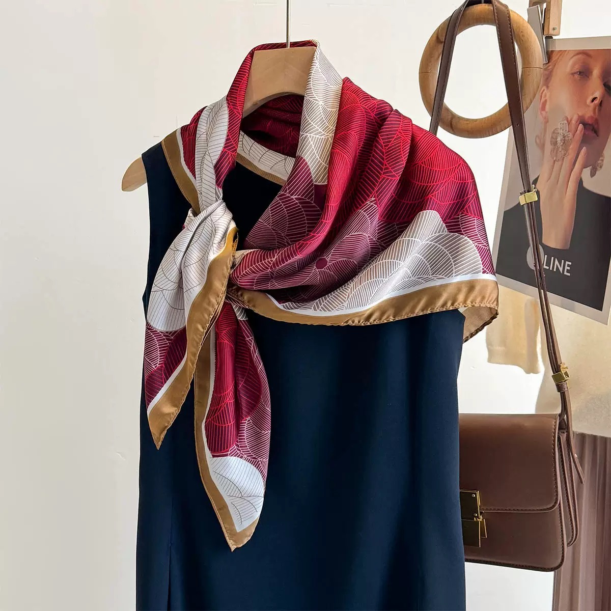 K879 2025 Korean version of the spring and summer print fashion style large square scarf outer shawl thin gauze scarf sun protection outer scarf