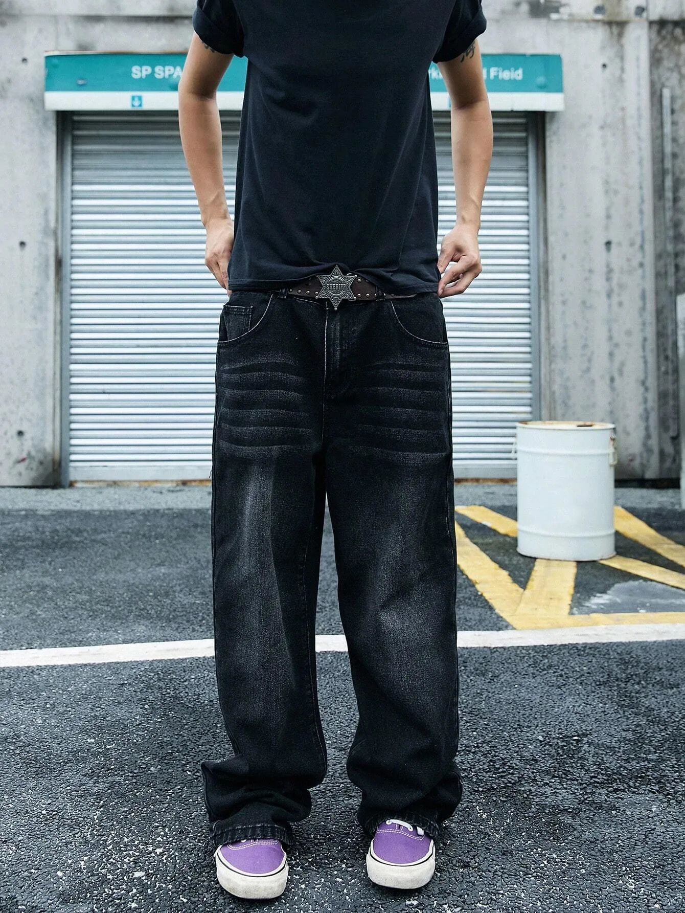 Mens casual loose straight jeans black street slim style suitable for daily casual and fashionable wear in all seasons 250528