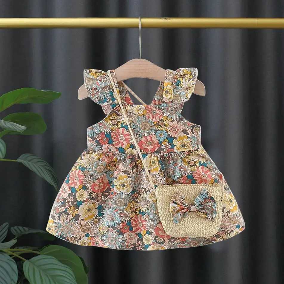 Summer Cotton Baby Dress Flower Printed Dress Hawaiian Style Baby Clothes Send Bag R250530