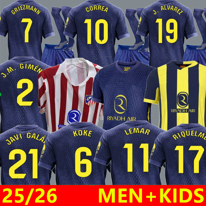 Atletico Madrids soccer jerseys GRIEZMANN 2024 2025 2026 anniversary 24 25 26 J.ALVAREZ M.LLORENTE KOKE SAUL Correa LEMAR football shirt men kids kit sets uniforms