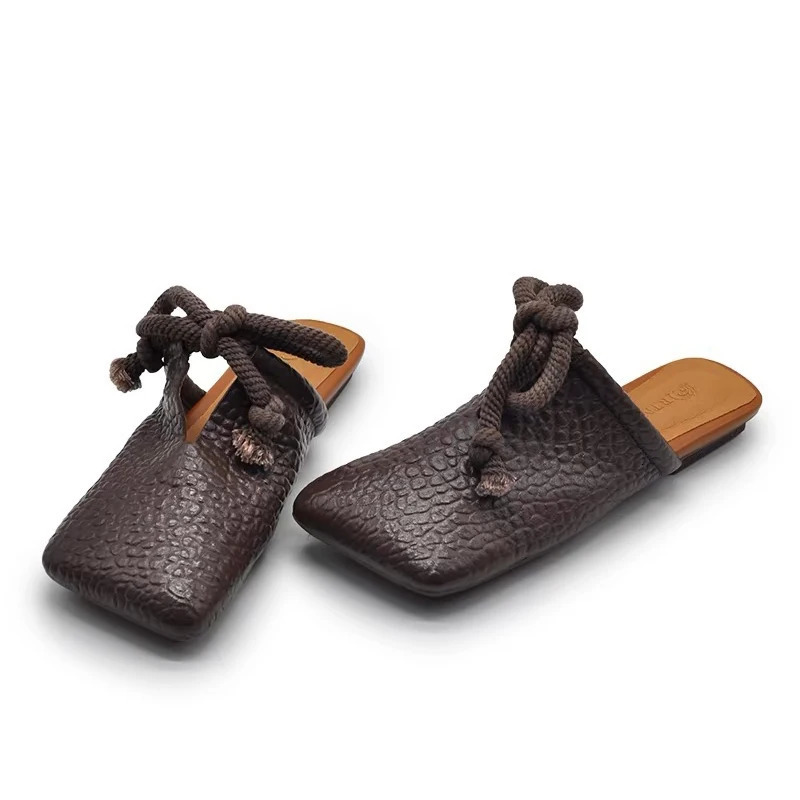 Square Toe Flats Slippers Women Mules Shoes Fashion Casual Sandals Summer Slingback Flip Flops Sandalias De Mujer 250529