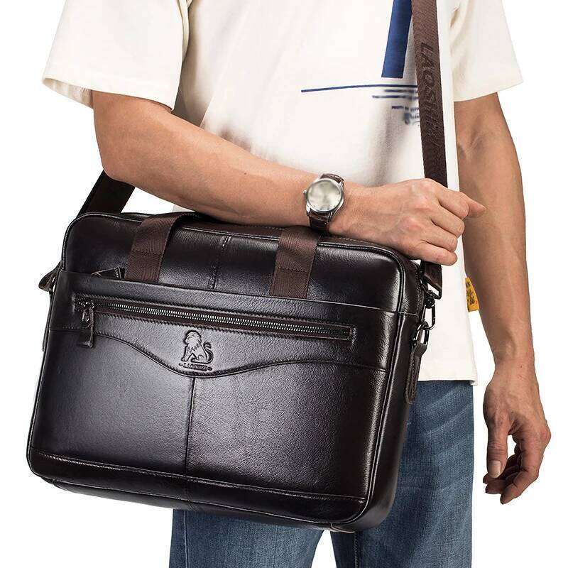 Designer Bag Cowhide Computer Inch Large Capacity Genuine Leather Men S Briefcase Retro Top Layer Cowhide File