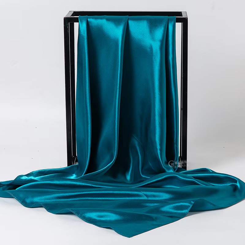 T854 Spring and Autumn Solid Color Scarf Satin All-match Professional Decoration Art Scarf Korean Version