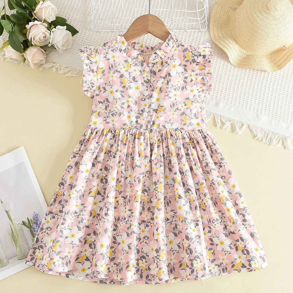 2-6 Years Old Girls Casual Dresses Summer Flowers Print Costumes Floral Party Birthday Princess Vestidos Childrens Clothing R250530
