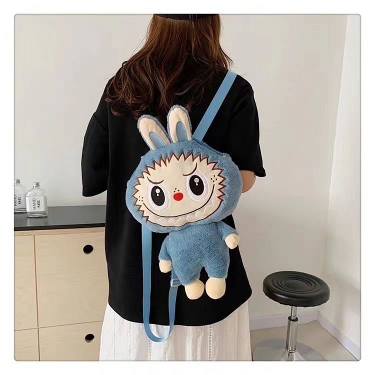 Labubu zimomo Backpack Cute Cartoon Plush Doll Backpack New Student Crossbody Bags The Monsters Outdoor Travel Bag Toy
