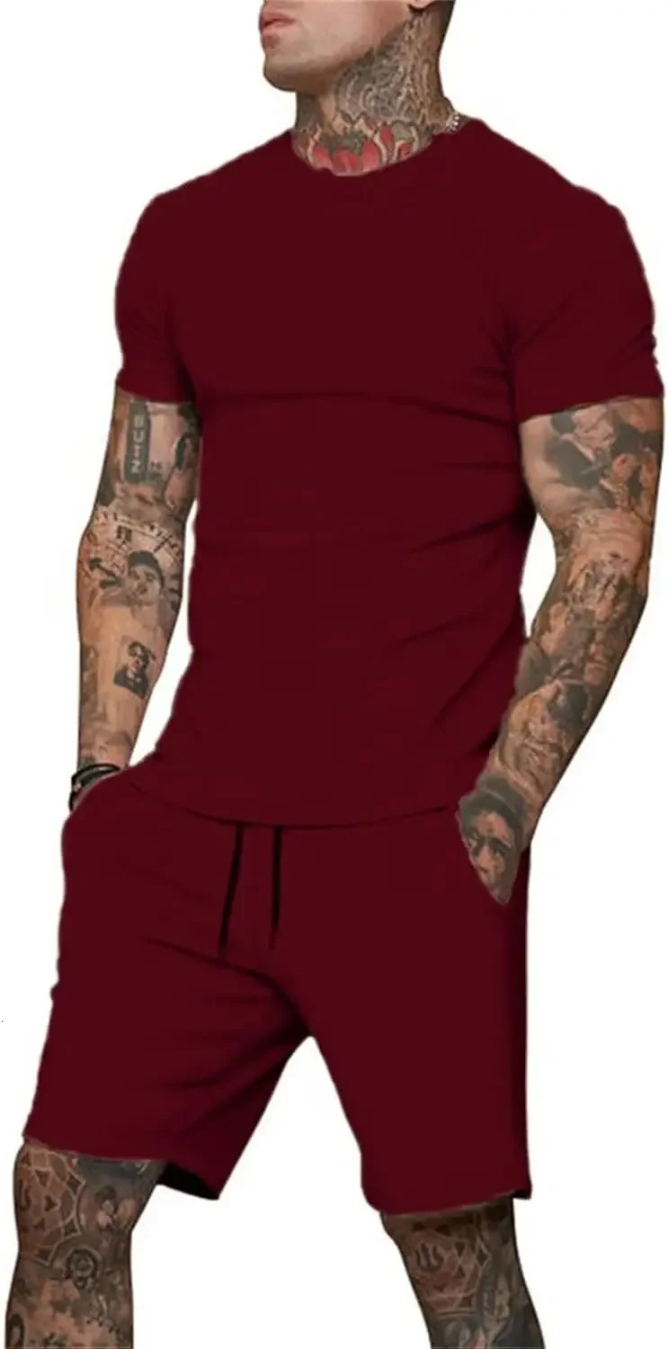 2025 Mens Short Sleeve Suit 2 Piece Set Clothing Fashion Summer Sportswear Casual and Shorts 250529Z