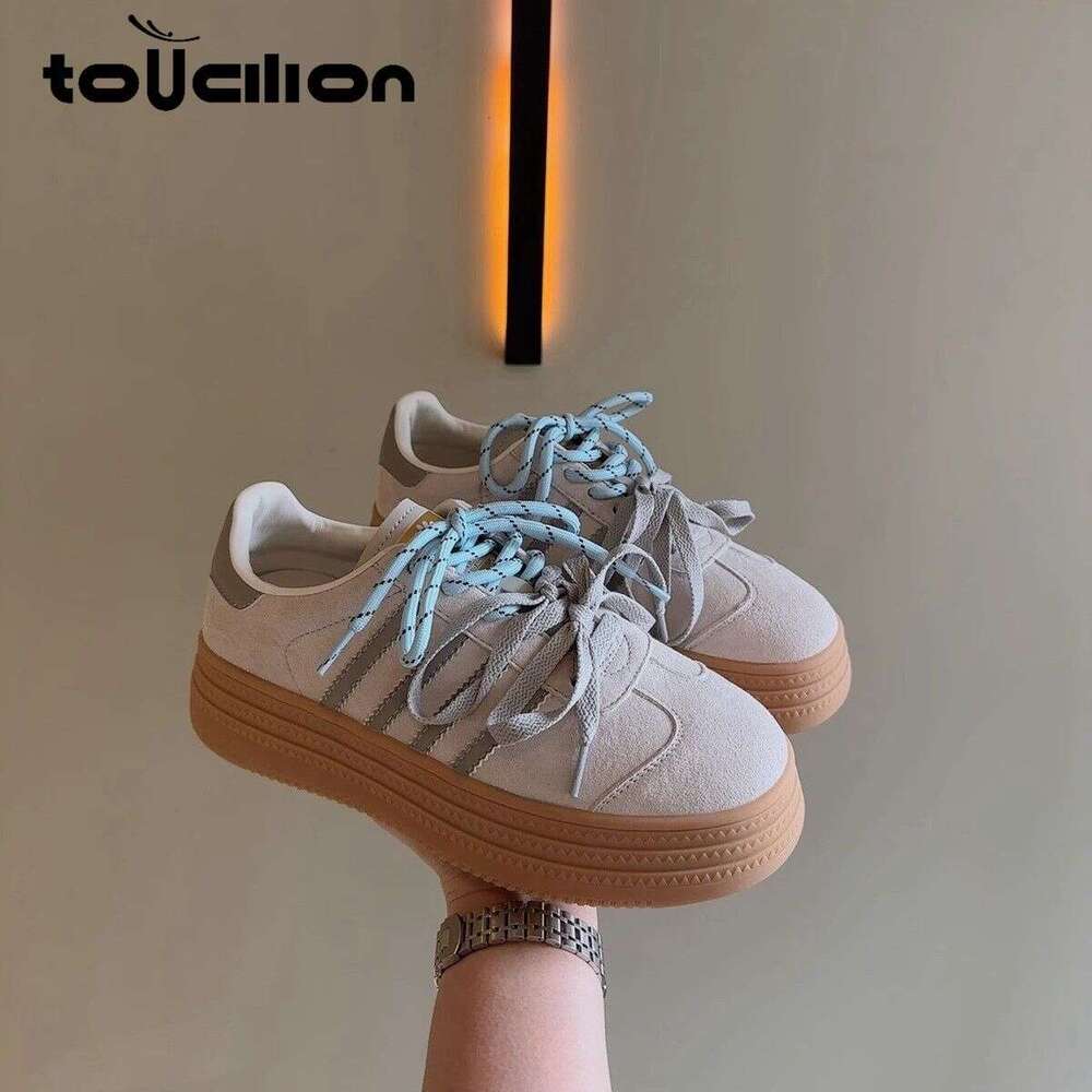 New Thick Soled Double Lace De Xun Shoes For Women, Fashionable And Versatile, Lightweight Candy Colored Casual Shoes, Designer Women's Shoes, Lu