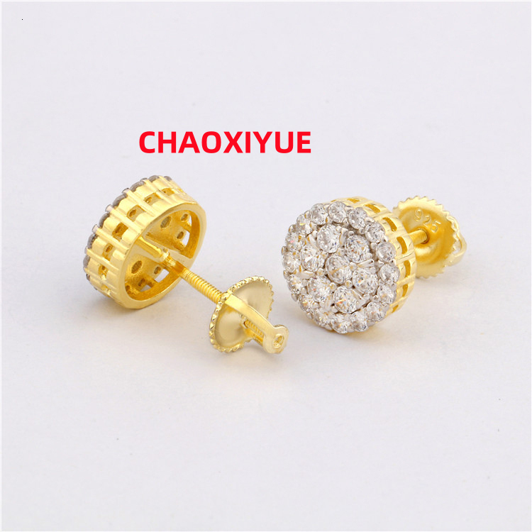LUCK Hiphop Trend 925 Silver Moissanite Stone Hip Hop Stud Earrings Personalized Style Unique Design