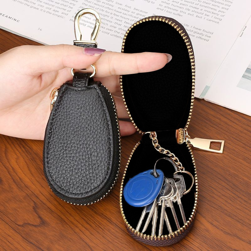 Litchi pattern car fashion key fashion bag storage bag creative fashion simple pendant keychain women s key bag designer men s key bag