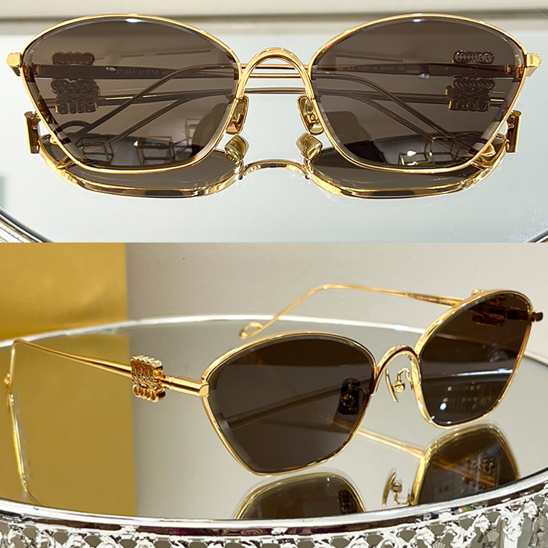 designer sunglasses cat eye mirror lens gold metal frame womens mens 40115 luxury protect eyes sun glasse lowely loewetoplies loewesunglasse loeweliness WJCN