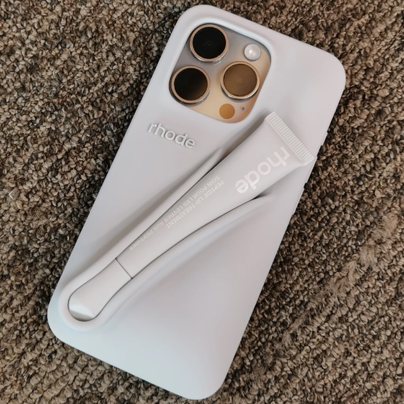 Rhode Phone Case Lipstick Portable Case Lip Gloss Mouth Red lipstick Make Up iPhone Silicone Phone Case for i16 15 14 13 12 Pro Max Bracket Case Silicone Protective Case