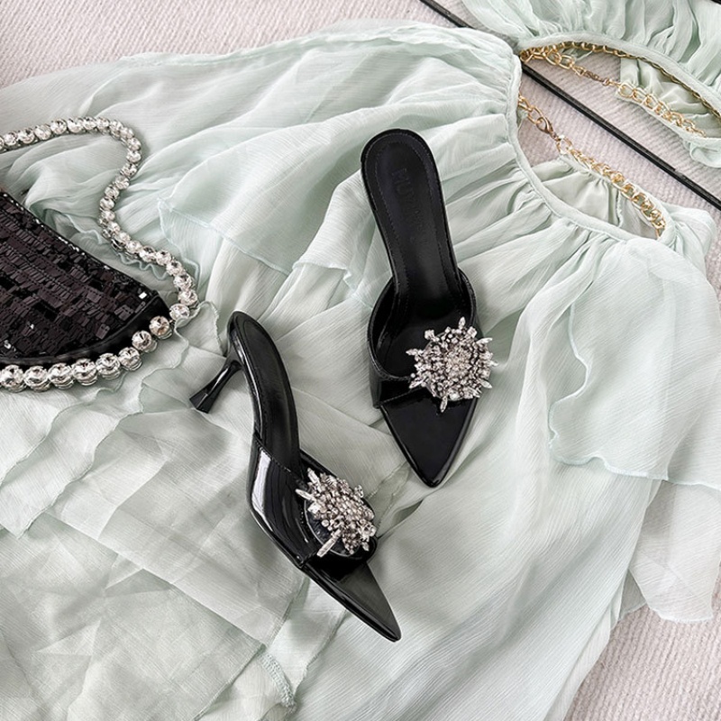 2025 New Popular Free Shipping Designer Women's Formal Shoes Summer New Slimming High Heels Women's Shoes Black Heel Silver Heel