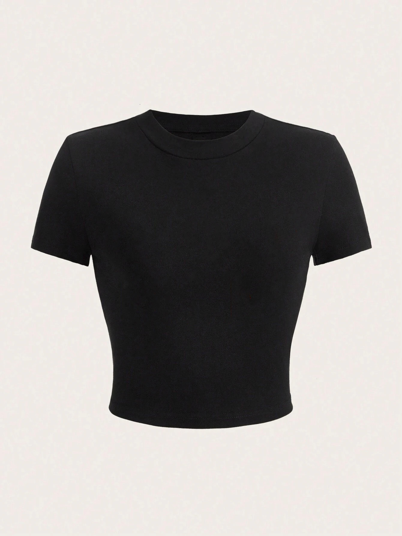 Y2K Woman Solid Crop Tops Short Sleeve High Elastic Viscose TShirt Soft ONeck Sporty Tees Summer Street Fashion Female Clothes 250520A