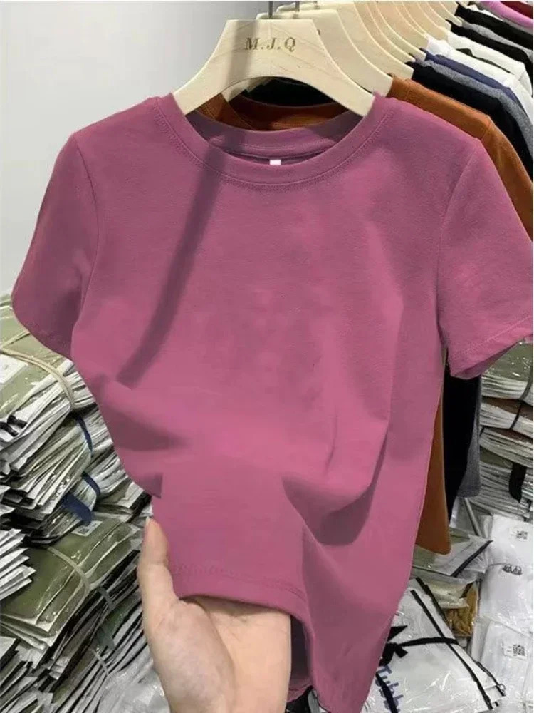 Solid Color Women T Shirts Comfortable Summer Tee Shirt All-Match Multicolor Streetwear Loose Short Sleeve for Female 250527