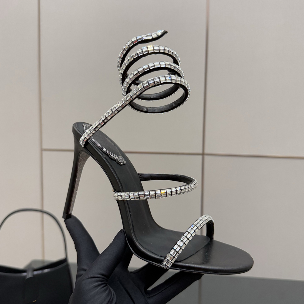 Top quality Designer stiletto sandals Crystals Gem Embellished Heels Evening shoes women high heeled Luxury Designers party Wraparound Dress shoe 35-43