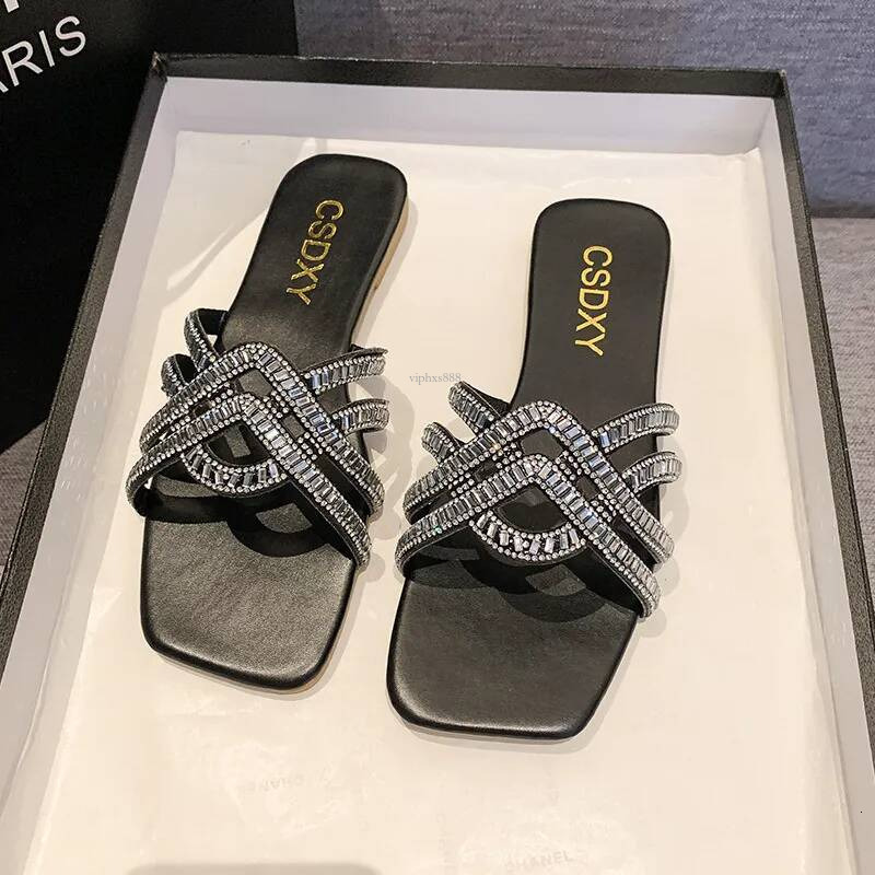 Free Outdoor Beach Shipping Slides Designer Slippers For Womans Flat One Line Flat Slippers For Women's Heads At Home