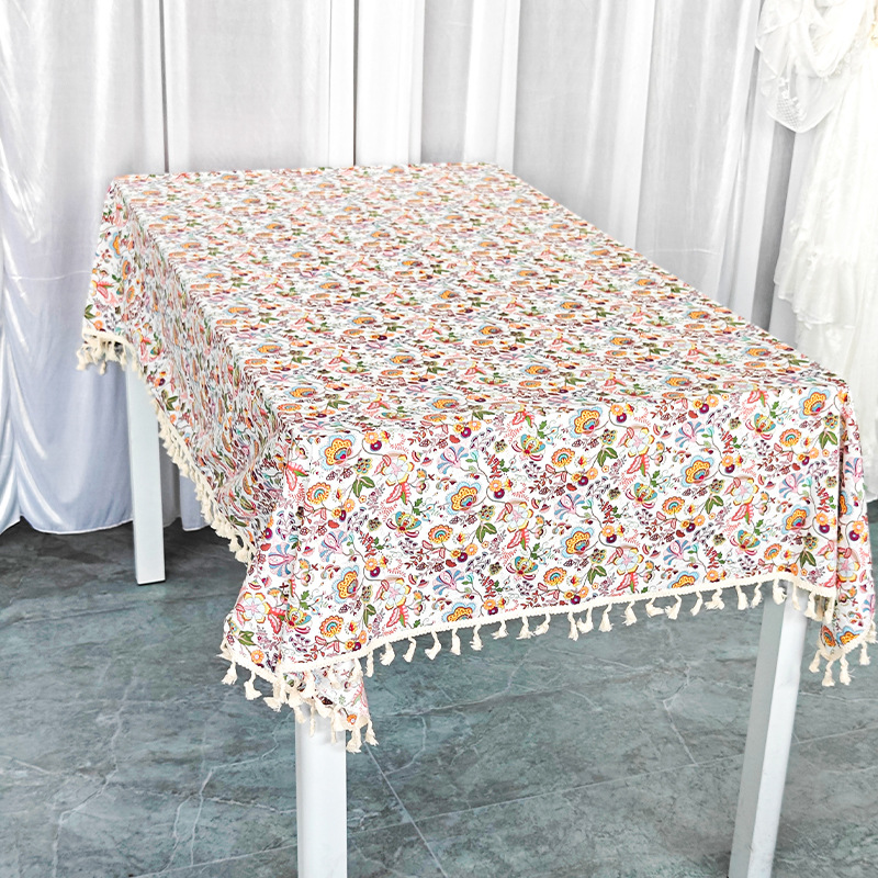 T0497 pure cotton pastoral style 100% cotton printed tablecloth with transparent PVC waterproof, oil-proof, scalding and non-slip