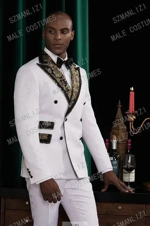 Yellow Floral Mens Suits Double Breasted Slim Fit For Wedding Business Tuxedo Groomsman Fashion JacketPants 2025 250520Z