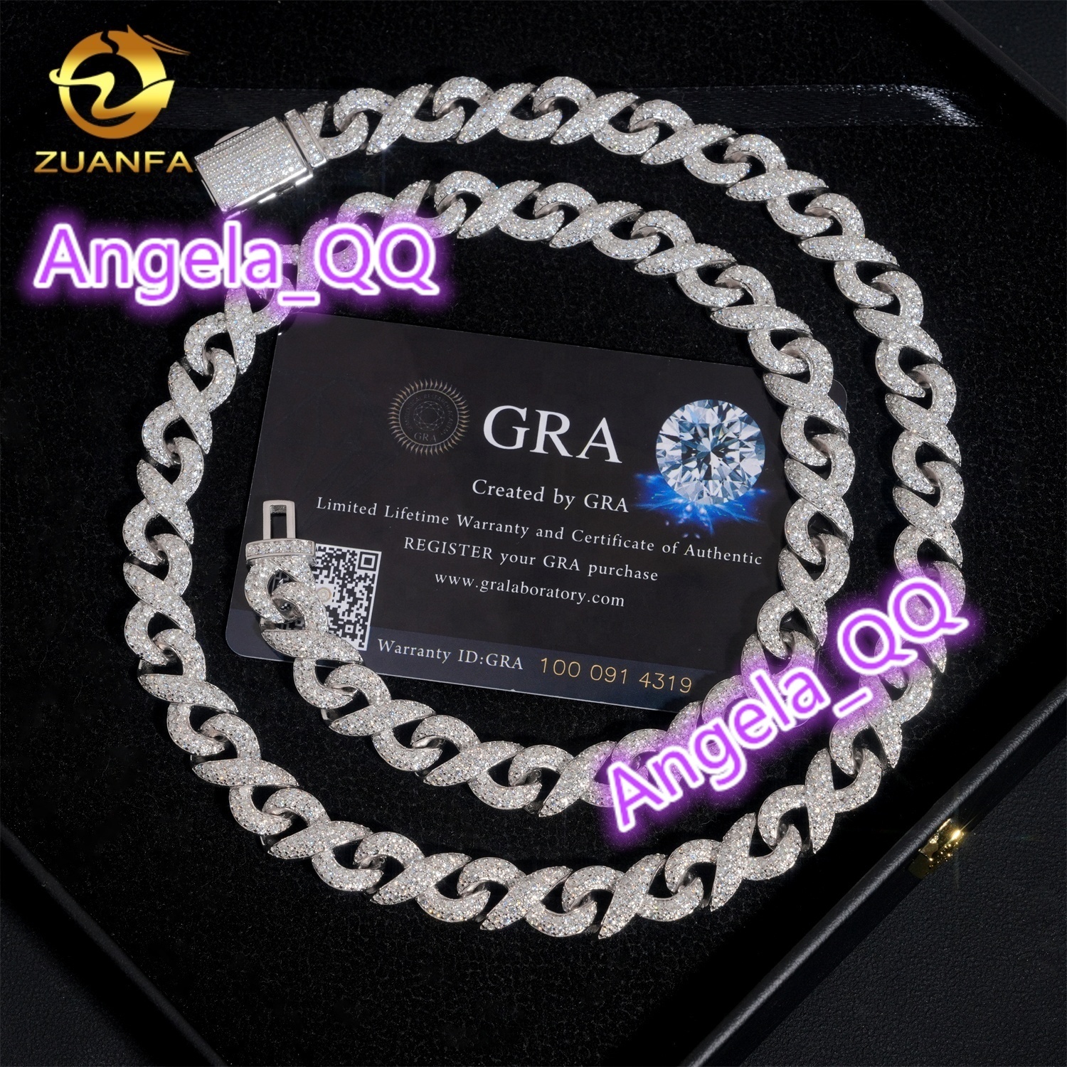 Moissanite Hip Hop Jewelry Trendy New Iced Out Cuban Chain 925 Silver Infinity Necklace
