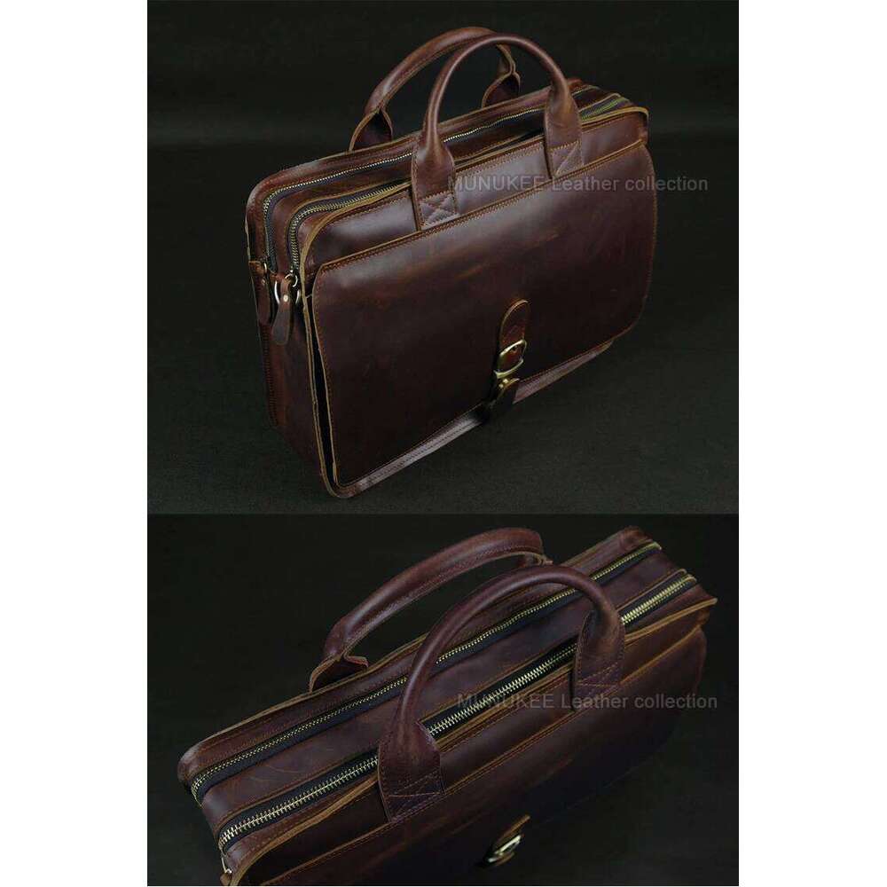 Designer Bag Genuine Men Briefcase Business Leather Portfolio Laptop Shoulder Messenger Bag Male Document Office