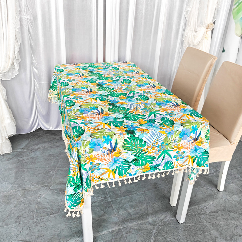 A635 pure cotton pastoral style 100% cotton printed tablecloth with transparent PVC waterproof, oil-proof, scalding and non-slip