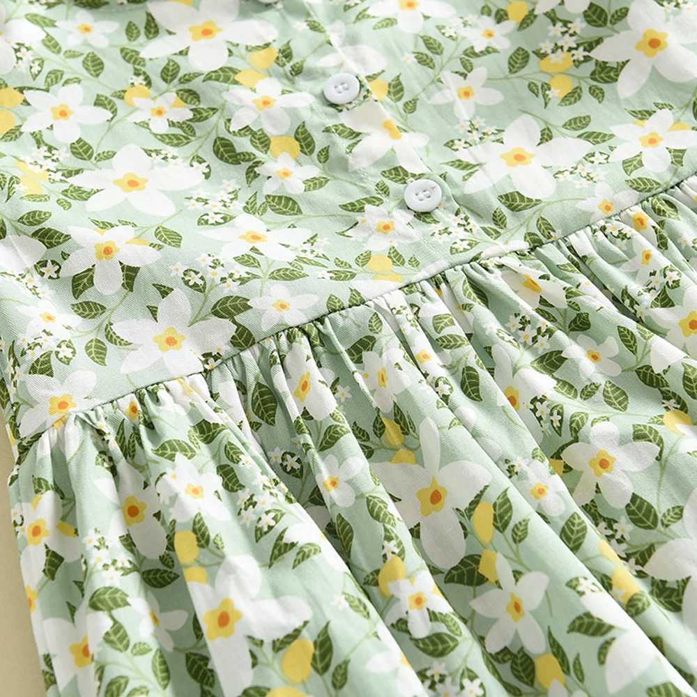 2-6 Years Old Girls Casual Dresses Summer Flowers Print Costumes Floral Party Birthday Princess Vestidos Childrens Clothing R250530