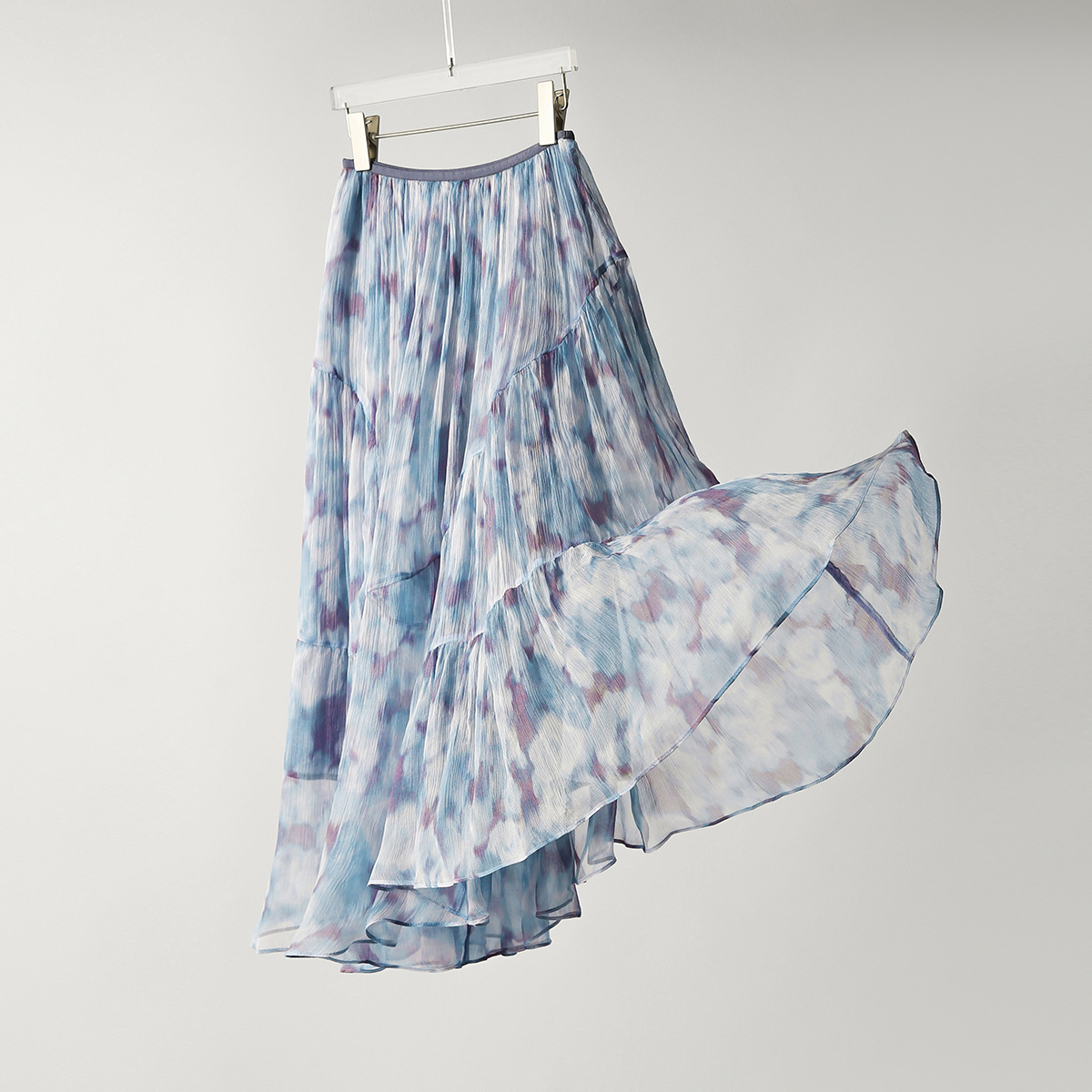 BV150 Silk Pleated Skirt Silk Ink Print A-Line Skirt