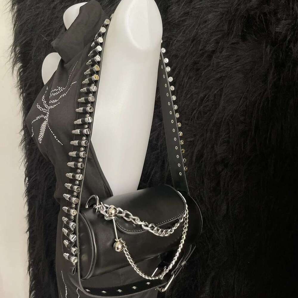 Designer Bag Black Gothic Handbag Y K Punk Leather Versatile Daily Crossbody Bag Message Tote Bags