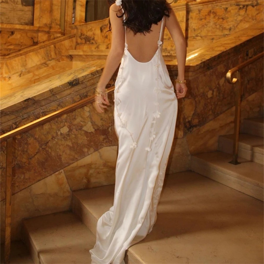 Puloru Elegant Flower Tassel Backless Long Dress Women Sleeveless Sling Wrap Party Pencil Dress Vintage Evening Night Vestidos 250527