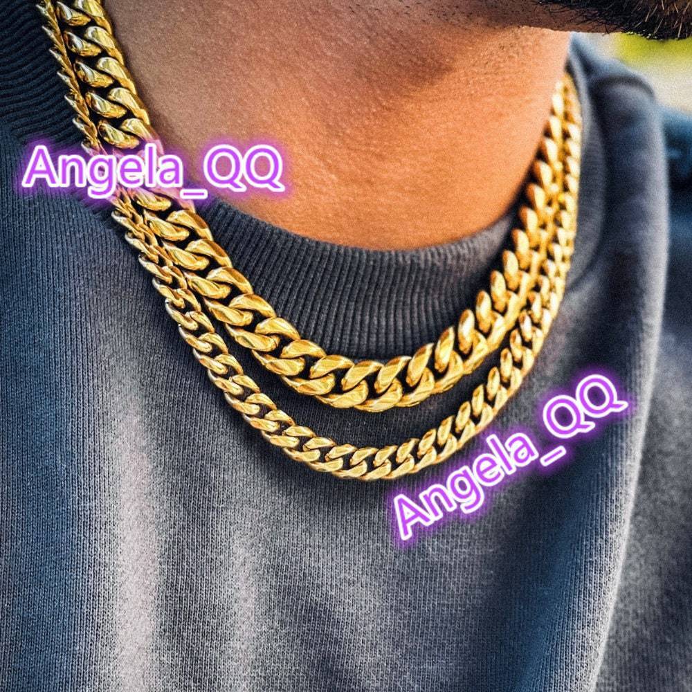 Custom 14K Gold Cuban Link Chain Necklace 12mm Hip Hop Jewelry Mens Gold Chain 18 20 22 Mens Choker Thick Gold Plated Chains
