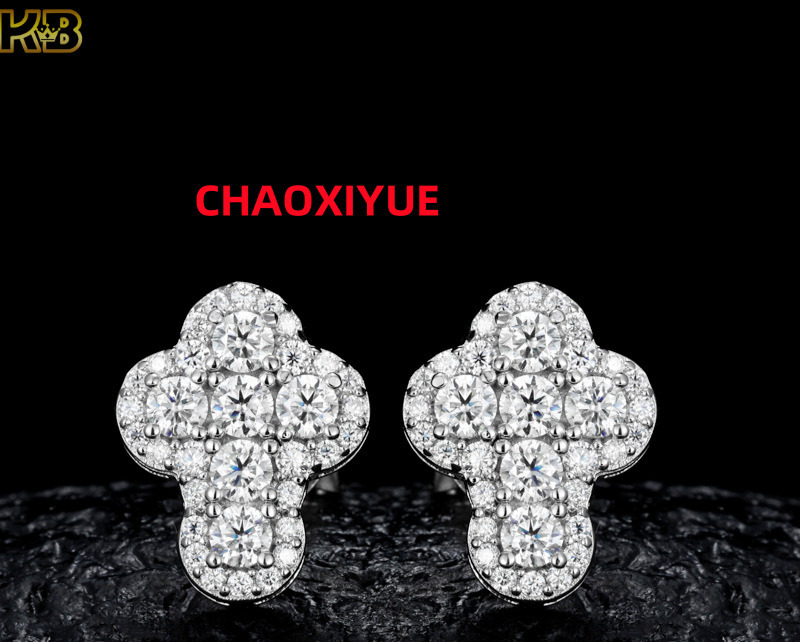 Silver 925 Modern Moissanite Diamond Earrings Stud Hip Hop Jewelry Earrings Designed for Trendsetter